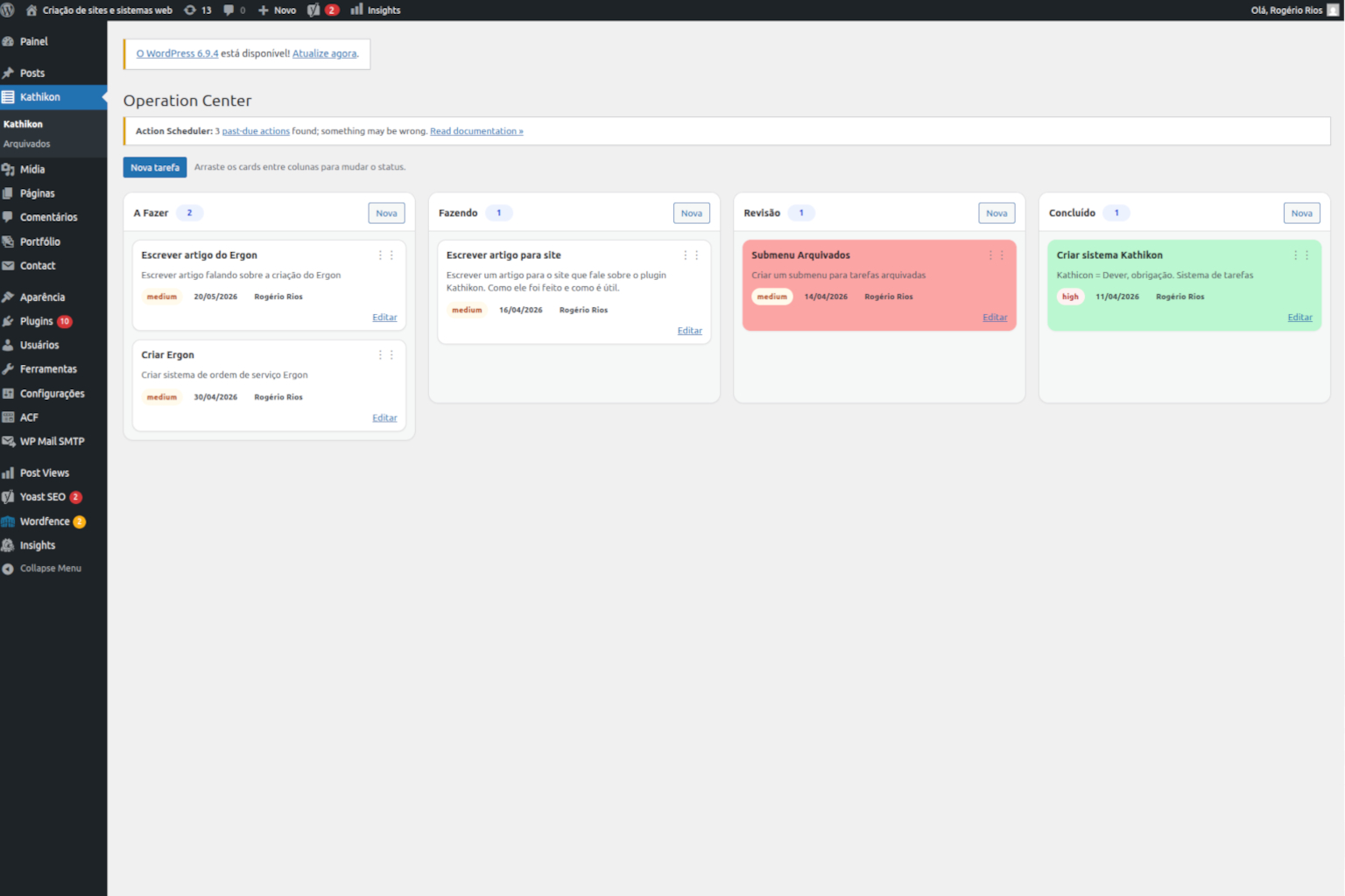 Plugin de tarefas no WordPress